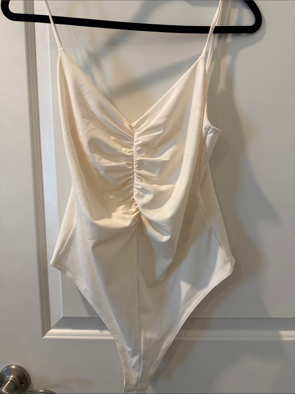 H&M White Stretch Camisole Bodysuit - L